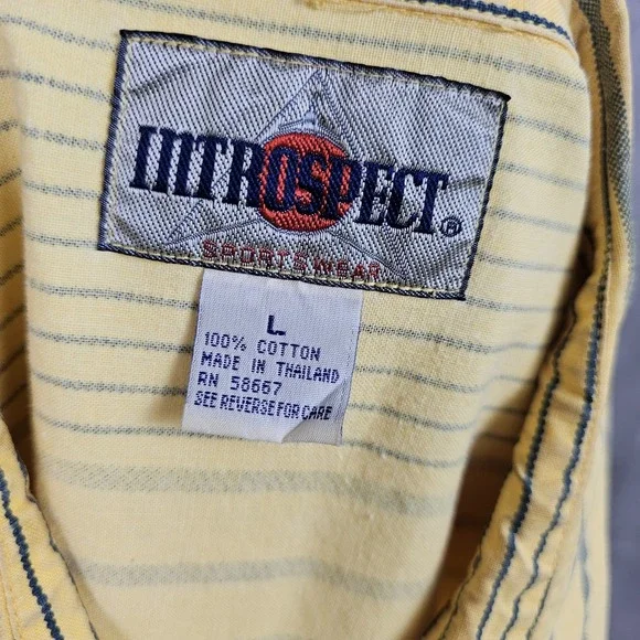 Vintage 90s Introspect Sportswear Striped Shirt Mens L Yellow Cotton Retro Y2K‎ - Picture 8 of 9